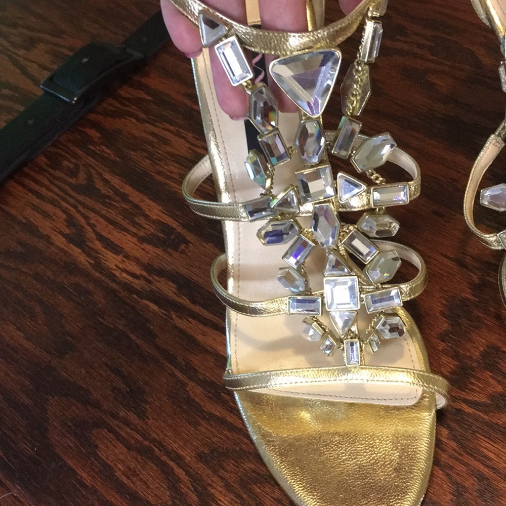 Nina shoes Stiletto heels gold Bejeweled Wedding special occasion size 10 - Picture 2 of 9